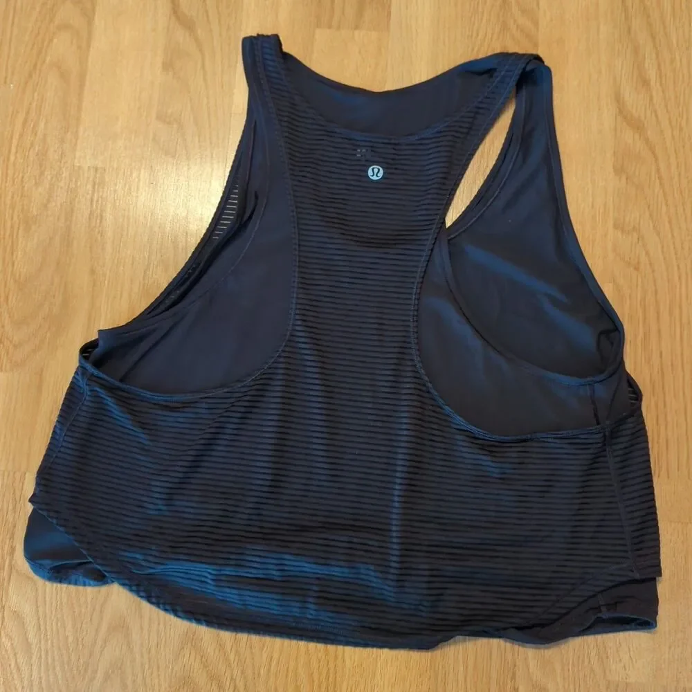 Lululemon Lean In Tank Womens 8 Purple Layered Cropped Active Workout